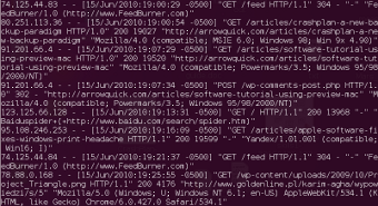 Snippet of server log file.
