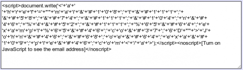 Example of Javascript code to generate an email link.